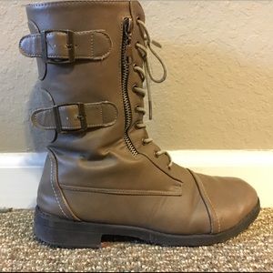 Rue21 Tan Combat Boots with Buckle Size L 8/9